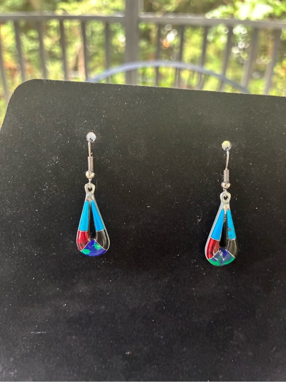 Taxco Alpaca Silver Zuni Style Earrings